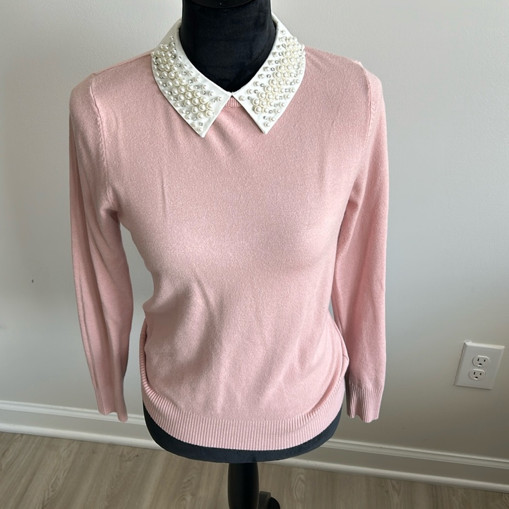 Pink Diamond/pearl collar sweater